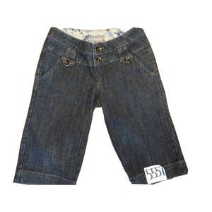 Boom Boom Jeans Dark Blue Denim Shorts Quilted Waist